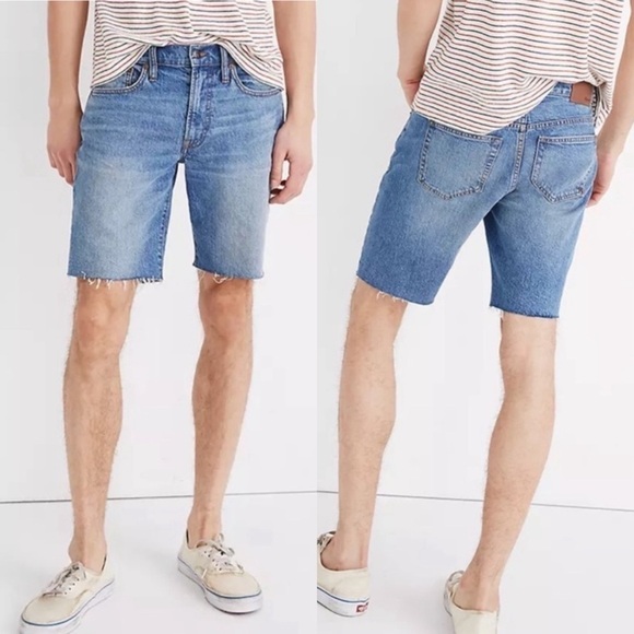 NWT Madewell Mens 9” Denim Shorts In Eastchase Medium Blue Wash - Picture 1 of 9